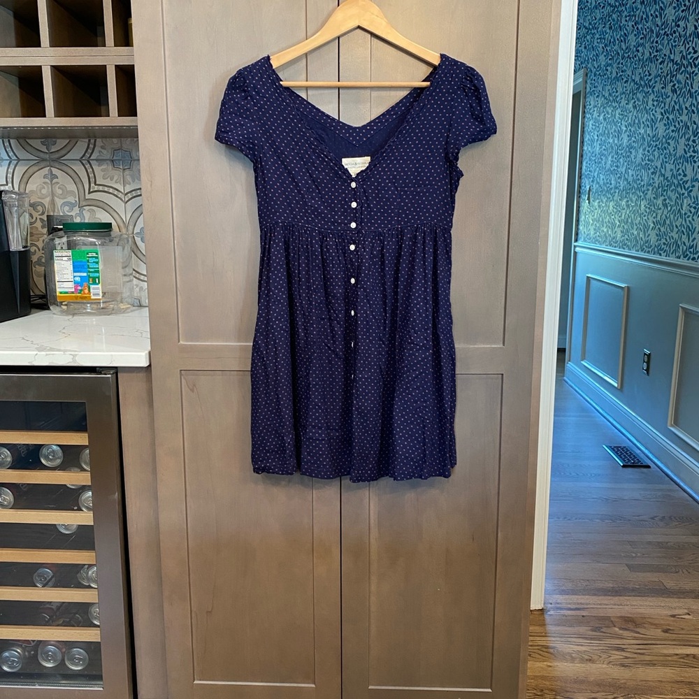Denim & Supply Ralph Lauren Navy Polka Dot Button-Front Mini Dress